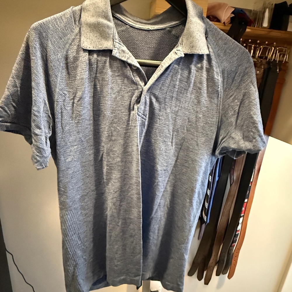 lululemon athletica Heathered Blue Polo Shirt